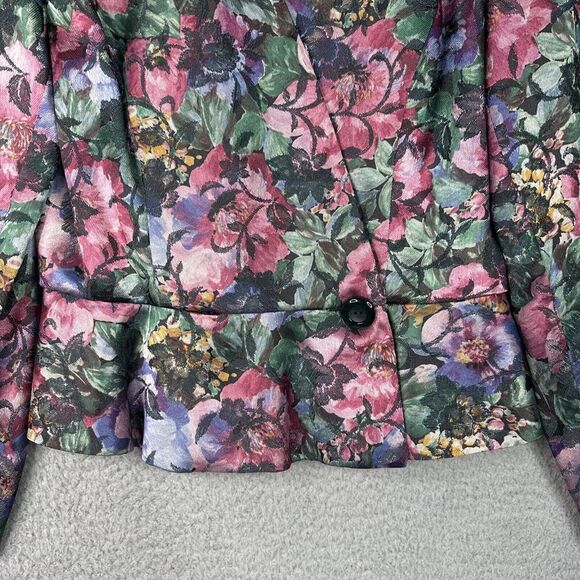 Vintage URSULA of Switzerland Blazer Jacket Womens Size 10‎ Peplum Floral Lined - Picture 3 of 12